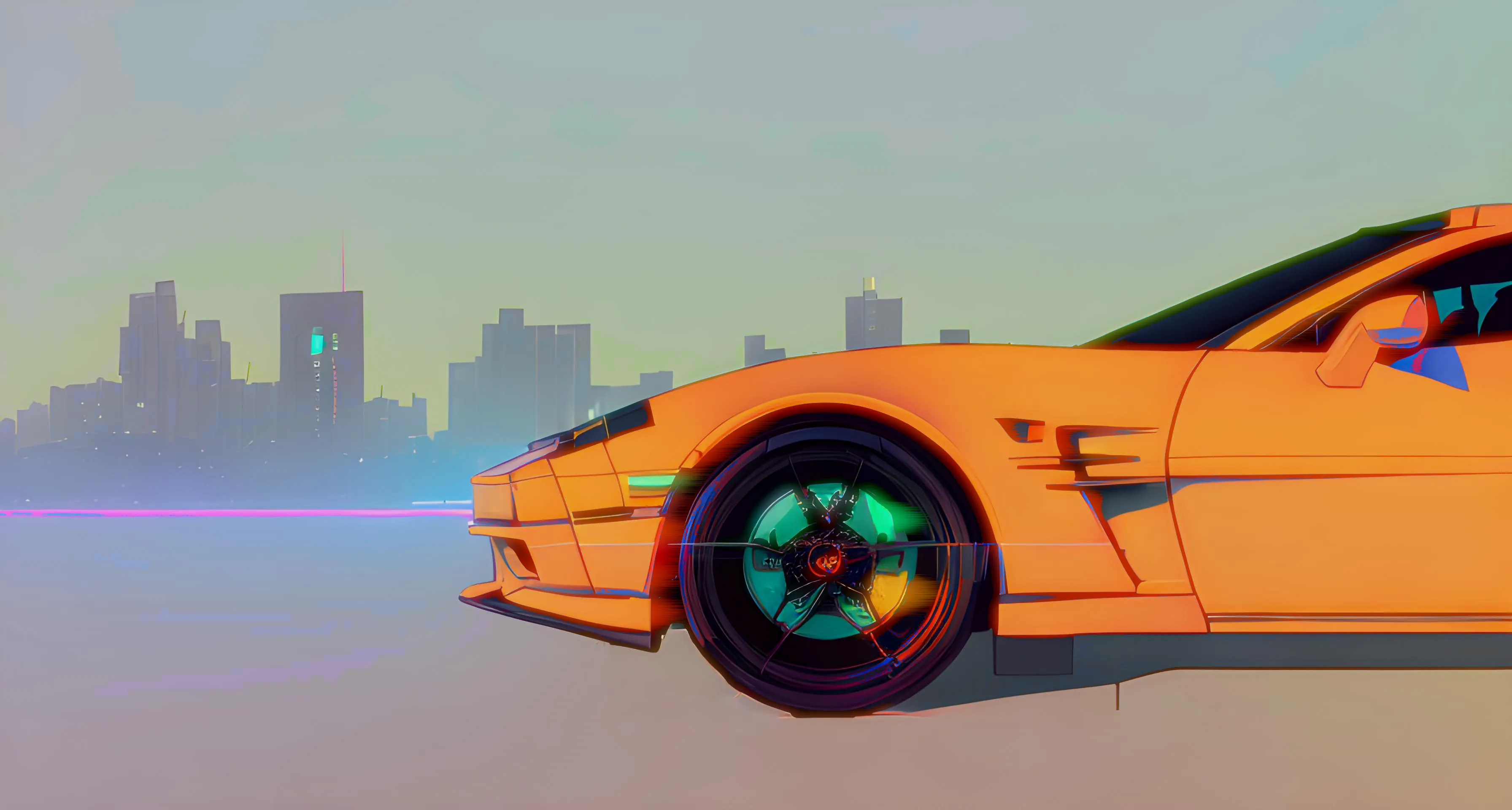Cartoon style sports car left side view