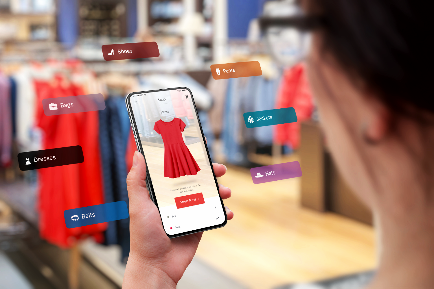 Dress in Augmented Reality displayed on a phone