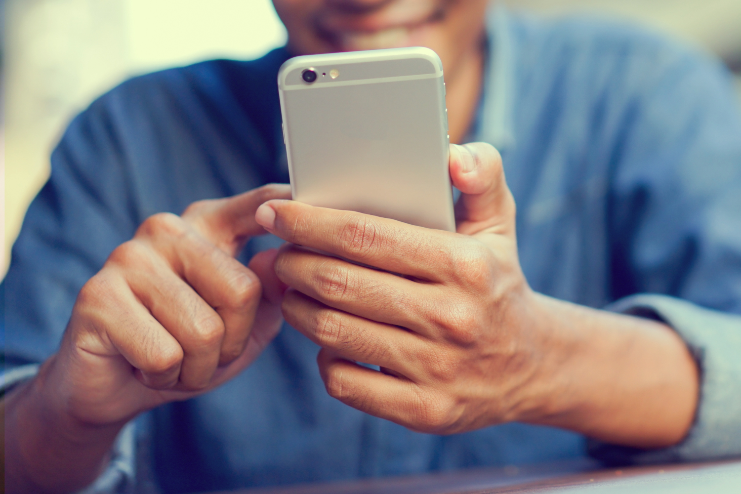 A phone held in hands