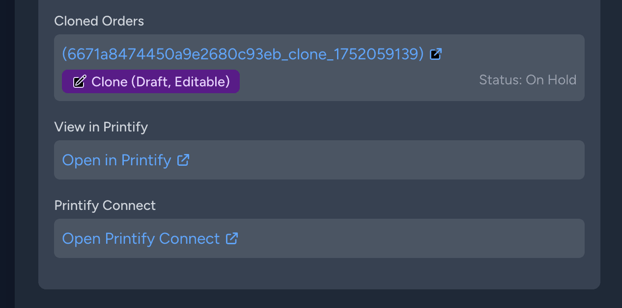 Order Details Cloned Orders