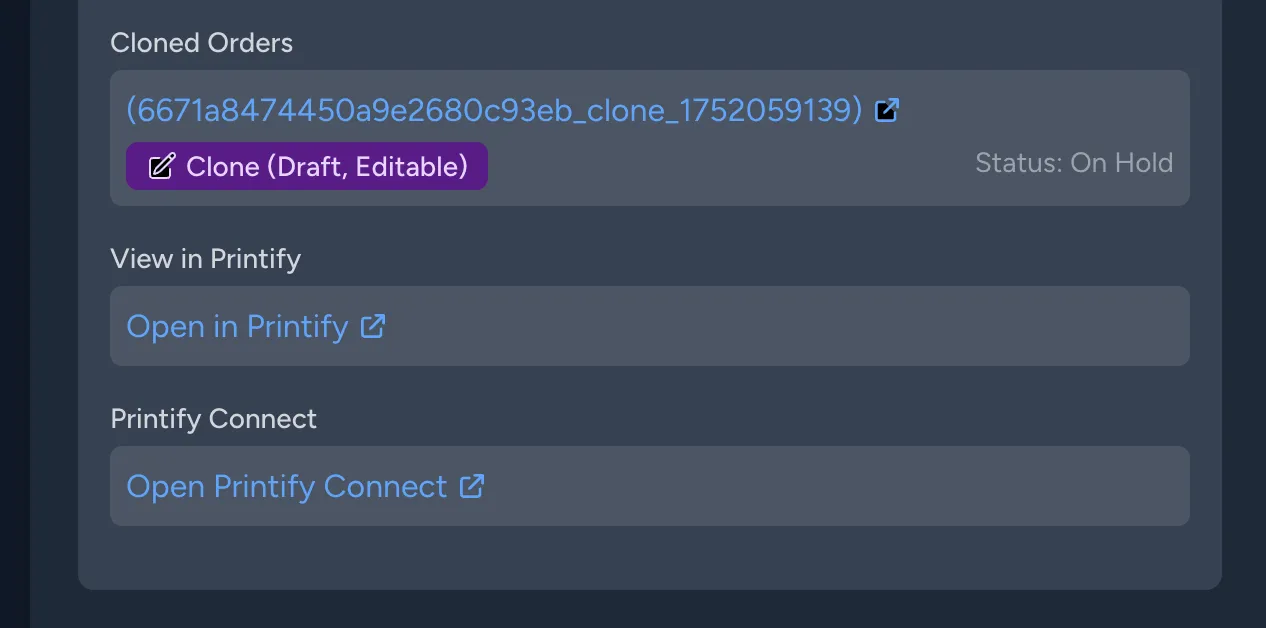 Order Details Cloned Orders