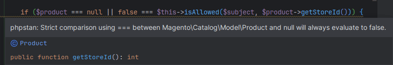PHP Stan detected expression always evaluating to false