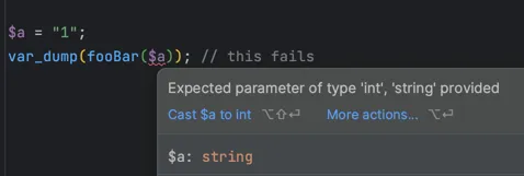PHPStorm invalid type linter