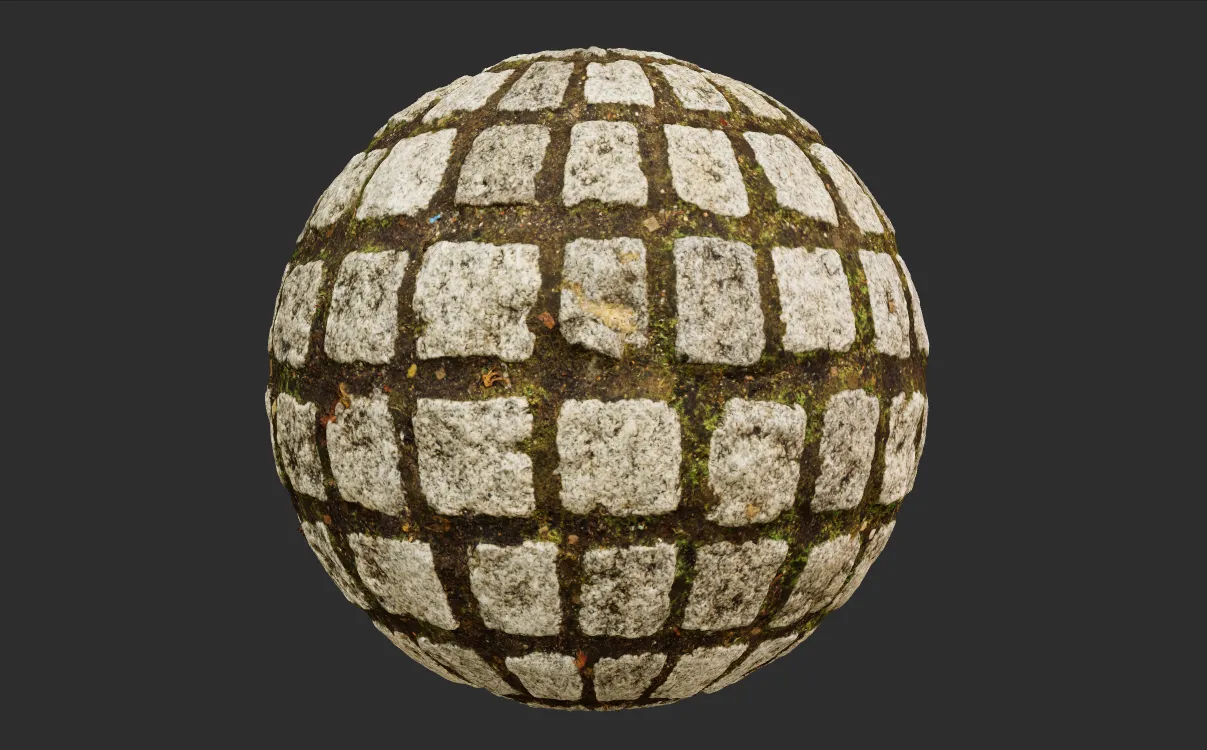 PBR textures for 3D rendering - stone tiles sphere